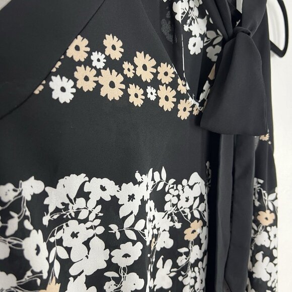 7th Avenue Design Studio Top Womens Size XL Black Floral Sleeveless Scarf Blouse - Picture 7 of 11